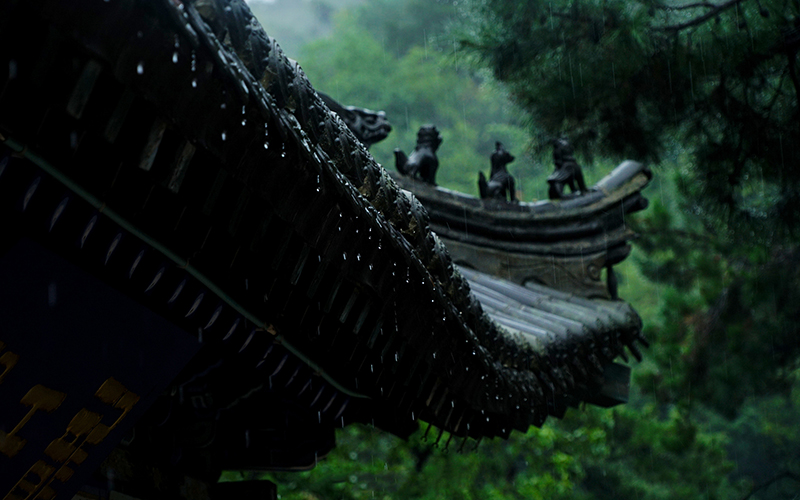 《七絕》閑庭聽雨(圖1)